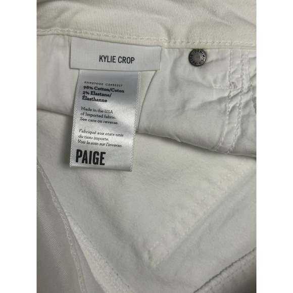 Paige Kylie‎ Crop White Sz 27 Stretch Jeans Cotton Elastaine Blend - Picture 6 of 9